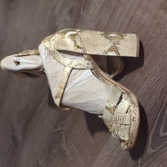 Michael Kors Snakeskin Gold Platform Heels - Picture 3 of 3